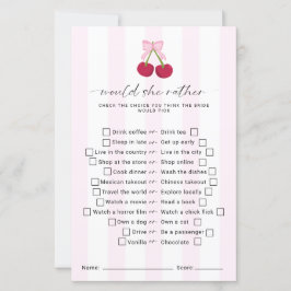 Lámina Would She Rather Bridal Shower Game Coquette