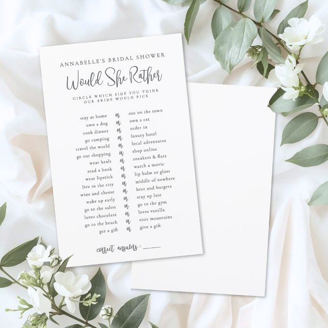 Lámina Would She Rather Bride Bridal Shower Game (Would She Rather Bride Bridal Shower Game)