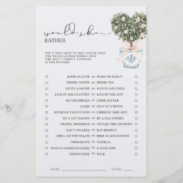 Lámina Would She Rather Chinoiserie Pink Shower Game