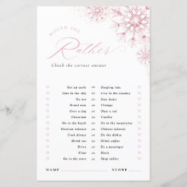 Lámina Would She Rather Pink Snow in Love Bridal Shower