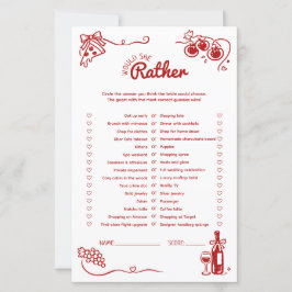 Lámina Would She Rather That's Amore Bridal Shower Game