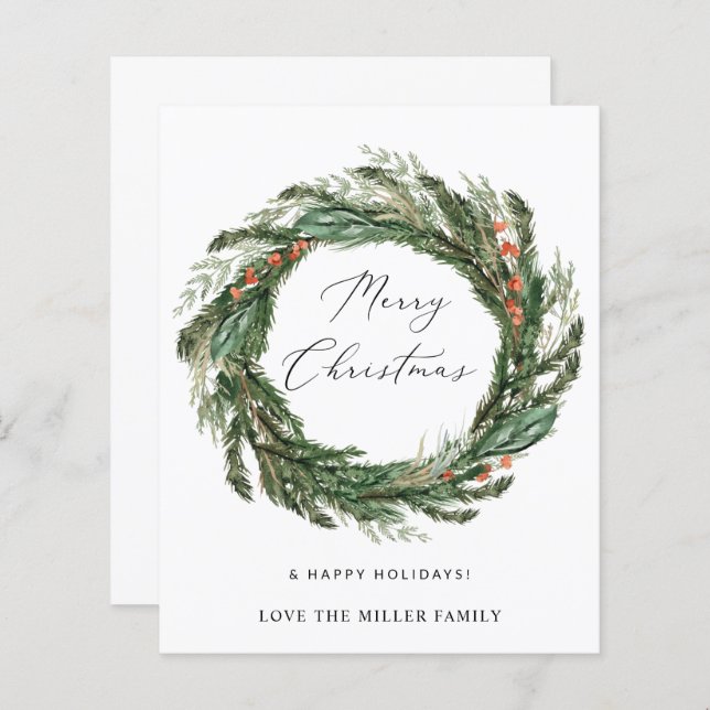 Lámina Wreath del presupuesto - Feliz Navidad (Anverso / Reverso)