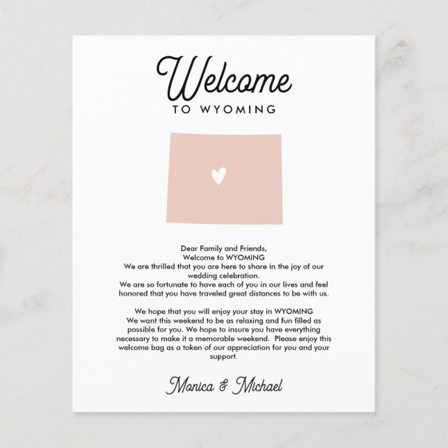 Lámina WYOMING Carta de bienvenida Itinerario CUALQUIER C (Anverso)