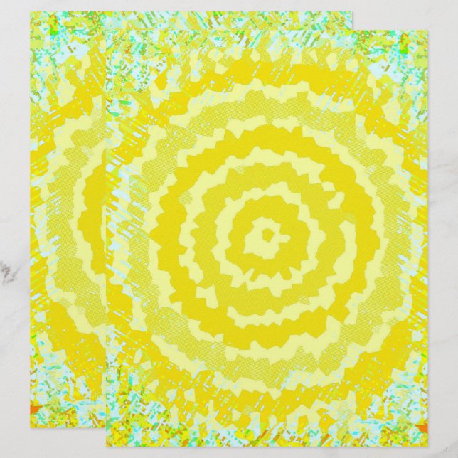 Lámina Yellow Abstract Flower Scrapbook Paper 2-Sided Pag (Anverso / Reverso)