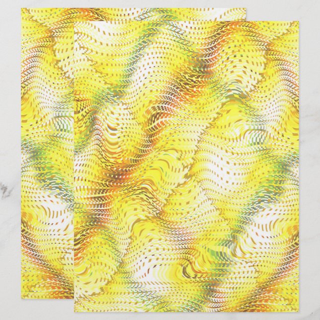 Lámina Yellow Faux Snakeskin Scrapbook Paper 2-Sided Page (Anverso / Reverso)