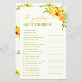 Lámina Yellow Floral 20 Questions About the Bride Game