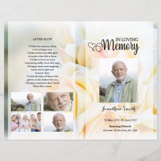 Lámina yellow floral Funeral Program template