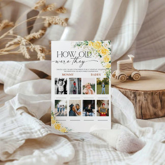 Lámina Yellow Floral How Old Were They Baby Shower Game