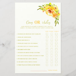 Lámina Yellow Floral Over or Under Bridal Shower Game