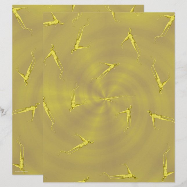 Lámina Yellow Ginseng Man Scrapbook Paper 2-Sided Page (Anverso / Reverso)
