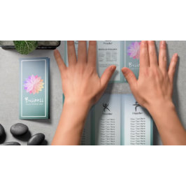 Lámina Yoga Studio Tri-Fold Brochure Lotus Floral Mandala