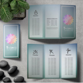 Lámina Yoga Studio Tri-Fold Brochure Lotus Floral Mandala