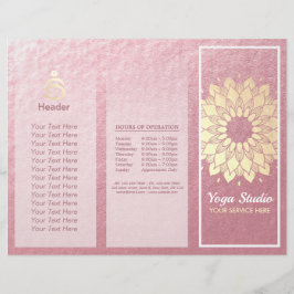 Lámina Yoga Studio Tri-Fold Brochure Lotus Floral Mandala