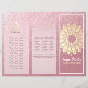 Lámina Yoga Studio Tri-Fold Brochure Lotus Floral Mandala