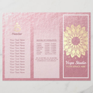 Lámina Yoga Studio Tri-Fold Brochure Lotus Floral Mandala