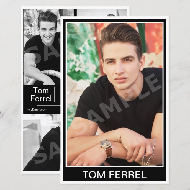 Lámina Zed de disparo de cabeza de actor modelo (Anverso / Reverso)