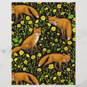 Lámina Zorros y mariposas en negro