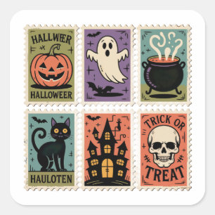 Láminas de sellos espeluznantes de Halloween vinta