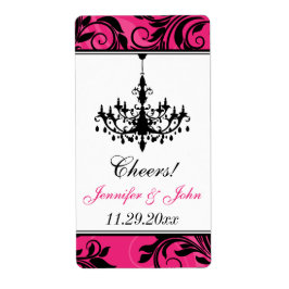 Lámpara blanca rosada, etiqueta de vino Scroll