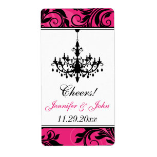 Lámpara blanca rosada, etiqueta de vino Scroll