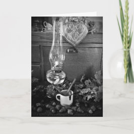 Lámpara de aceite y asombrosa tarjeta de saludo de