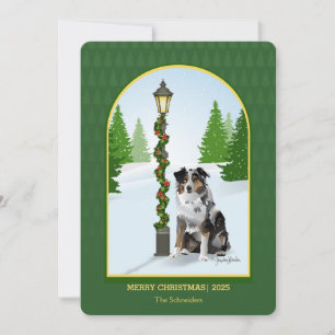 Lámpara de poste de Navidad con perro gris Aussie