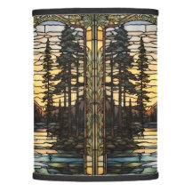 Lámpara De Vidrio Manchado De Los Pines Del Amanec