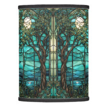 Lámpara de vidrio manchado de noche turquesa