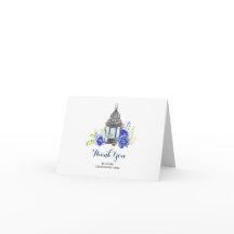 Lámpara Floral Azul de Boda Agradecimiento