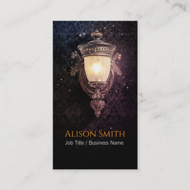 Lámpara genérica con tarjeta de negocios de luciér (Anverso)