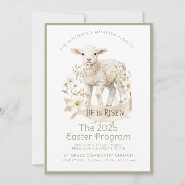 Lámpara neutral | Invitación al programa de Pascua (Anverso)