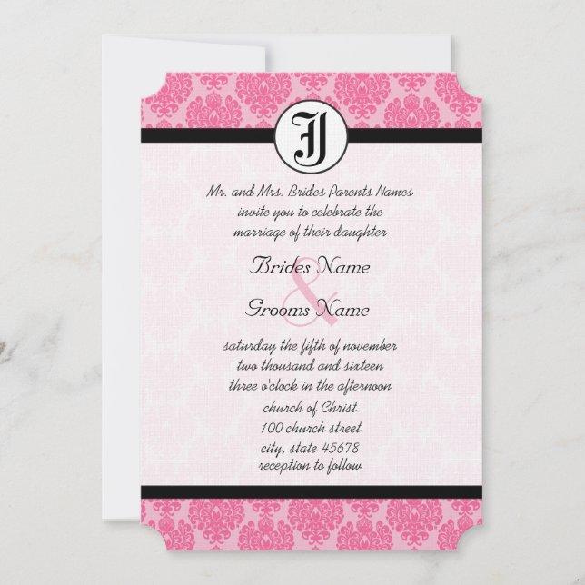 Lámpara rosa pálido con invitación a matrimonio de (Anverso)