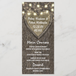 Lámparas de cadena + tarjetas de menú Boda de barr