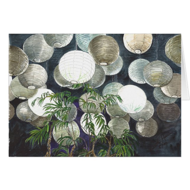 Lámparas del papel de arroz que cuelgan del techo (Anverso (Horizontal))