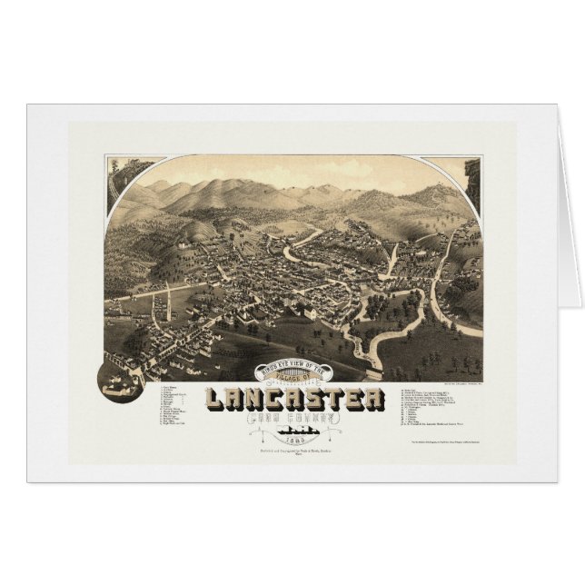 Lancaster, mapa panorámico del NH - 1883 (Anverso (Horizontal))