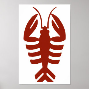 Langosta Vintage en Rojo, Arte Deco Mariscos
