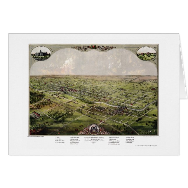 Lansing, mapa panorámico del MI - 1866 (Anverso (Horizontal))