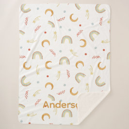 Lanzar una manta de sherpa con arco iris