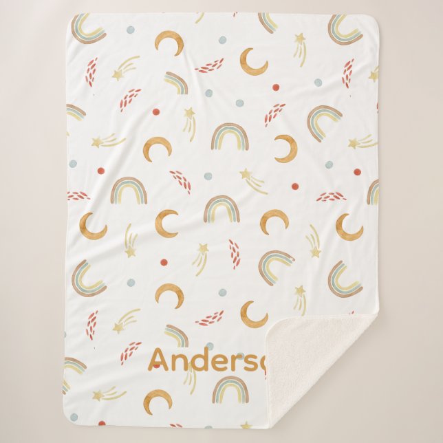 Lanzar una manta de sherpa con arco iris (Anverso)