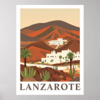 Lanzarote España Arte de viaje vintage Impresión d