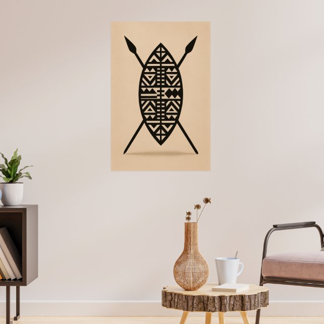 "Lanzas Gemelas | Arte de Pared de Armas Africanas (Salón 3)