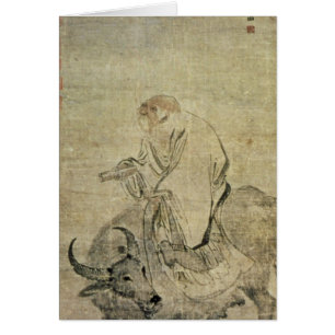 Lao-tzu que monta su buey, chino, dinastía de Min