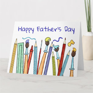 Lápices y pinceles Tarjeta del Día del Padre