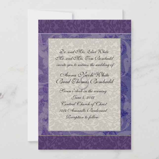 Lapis e invitación de plata de la boda del estilo (Anverso)