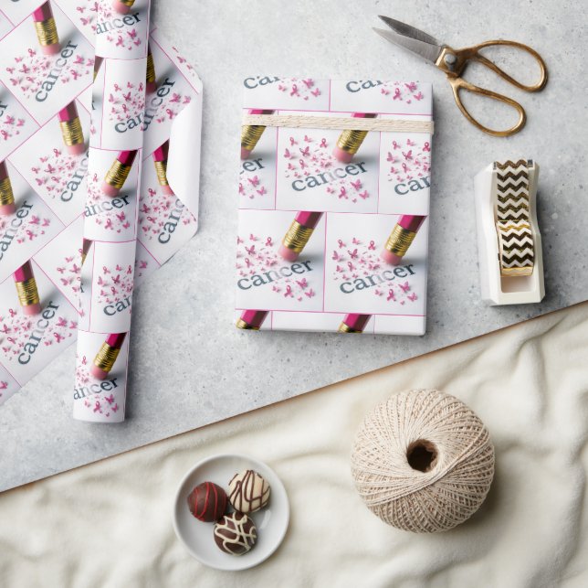 Lápiz Borrando el texto del cáncer en papel (Artesanía)