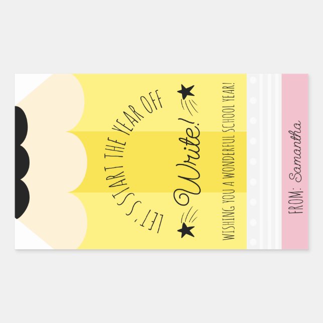 Lápiz Comencemos el año libre Escribir Pegatina de (Anverso)