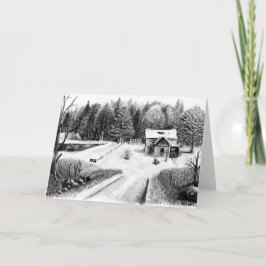 Lápiz de la casa de la granja Tarjeta de felicitac