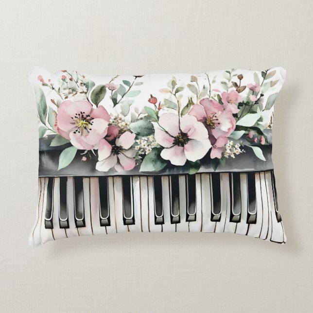 Lápiz de piano y flor acento almohada (Anverso)