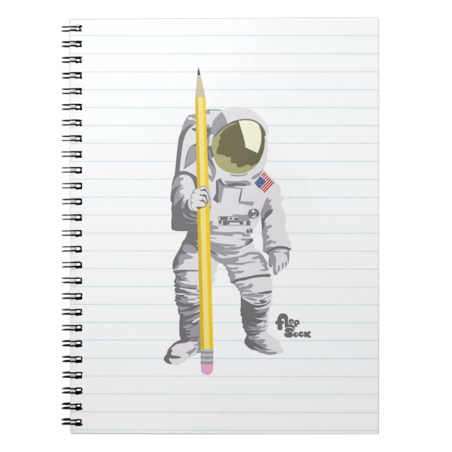 Lápiz del astronauta y cuaderno del papel (Frente)
