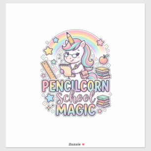 Lápiz Unicornio Escuela Magia Adorable Pegatina a
